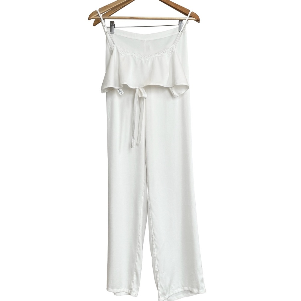Skims White Satin Pajama Set